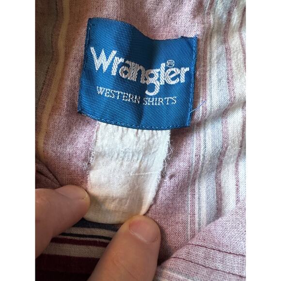 Vintage Wrangler Western Shirts Maroon Blue Tan White L Aztec Pearl Snap XL-Tail - Picture 2 of 8